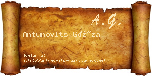 Antunovits Géza névjegykártya