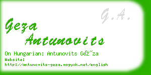 geza antunovits business card